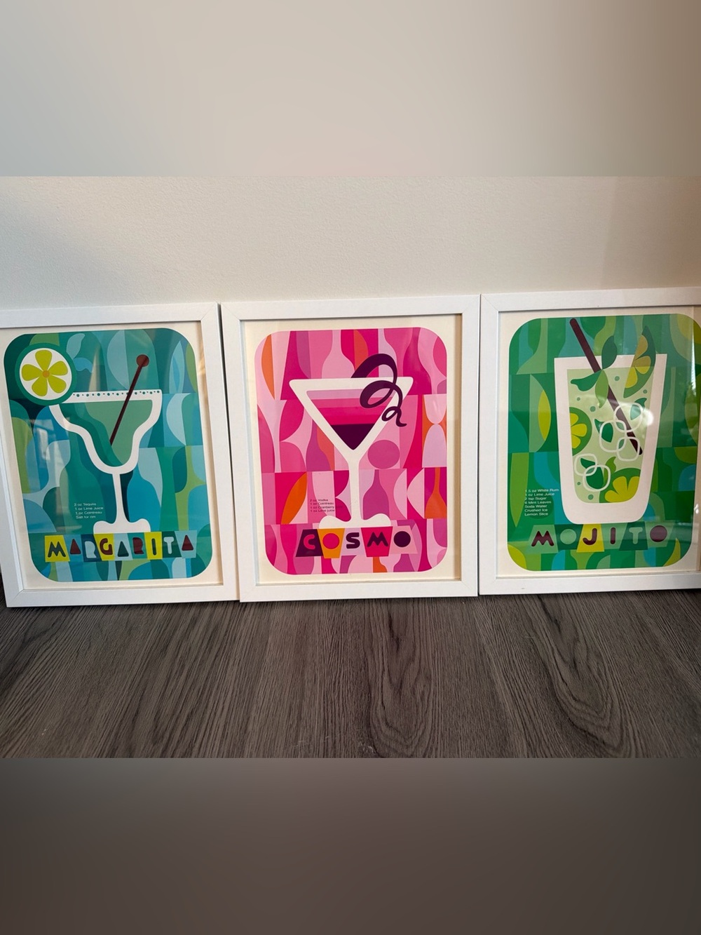 Abstract Cocktail Art Print Set of 3